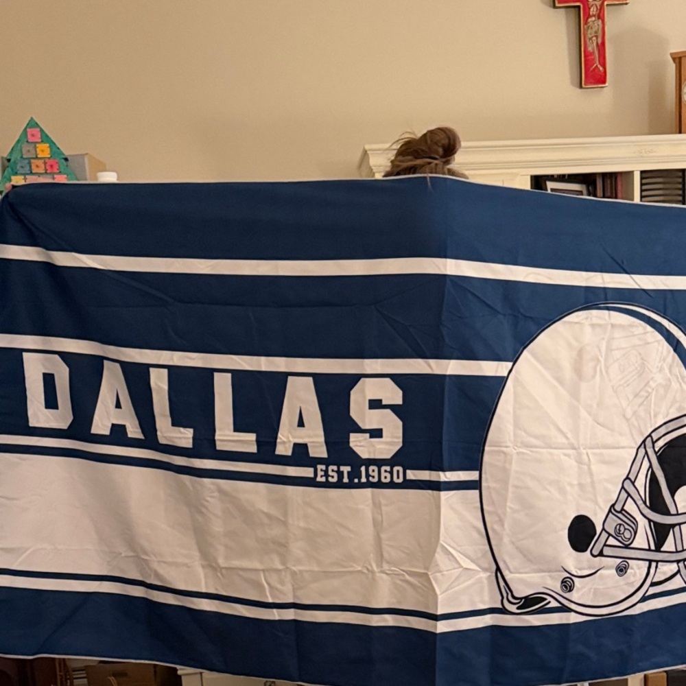 Dallas Blue and White Football Team Banner Flag